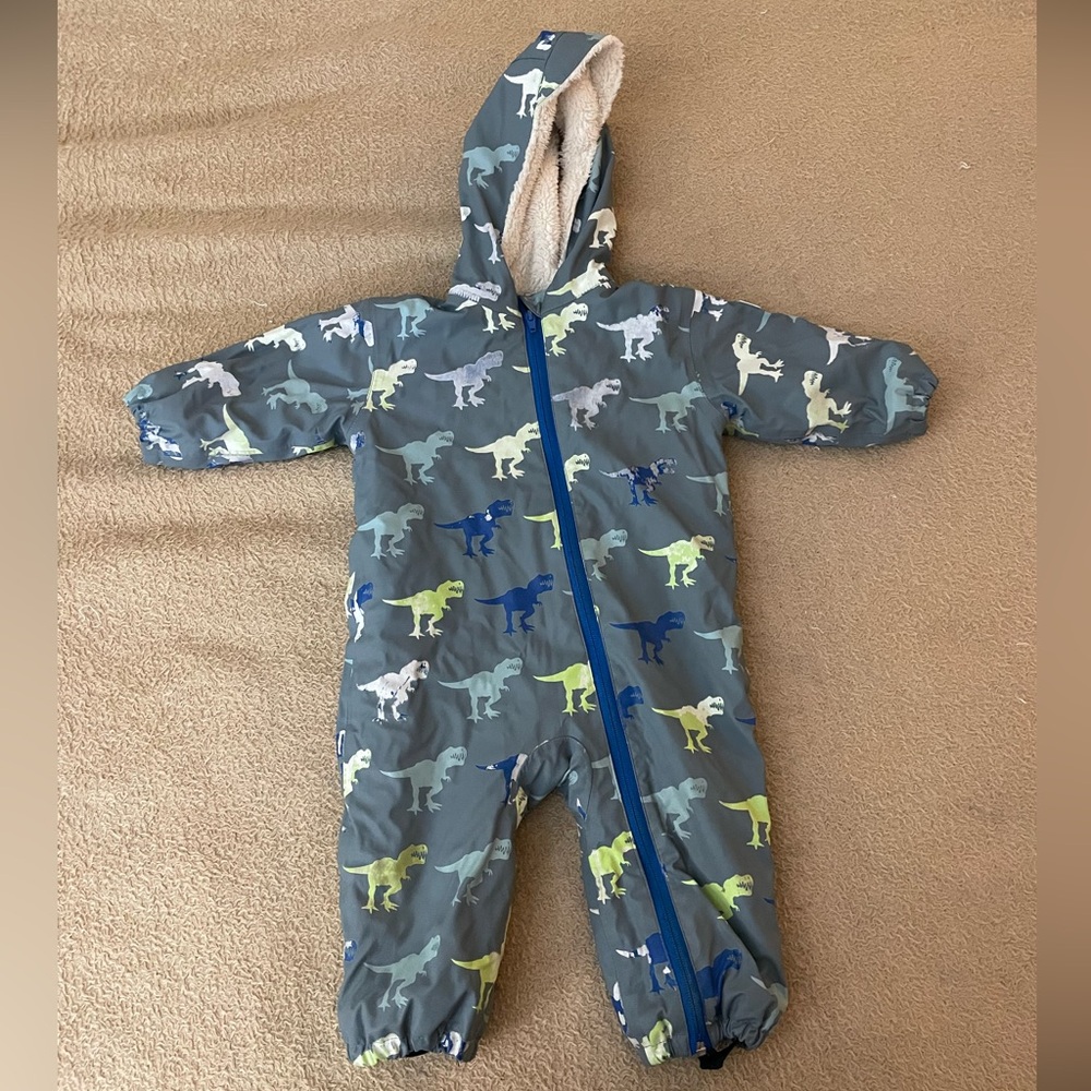 Hatley Blue and Green Dinosaur Kids Footie Snowsuit